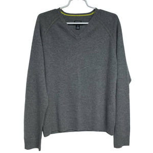 Club Monaco Gray 100% Cashmere V-Neck Long Sleeve Pullover Sweater sz Medium